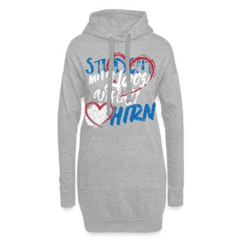 Student mit Herz anstatt Hirn - Hoodie-Kleid - Grau meliert - Vorne