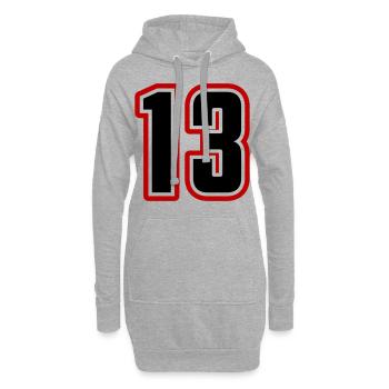 13 symbole de nombre - Sweat-shirt à capuche long Femme - gris chiné - Devant