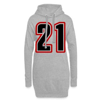 21 symbole de nombre - Sweat-shirt à capuche long Femme - gris chiné - Devant