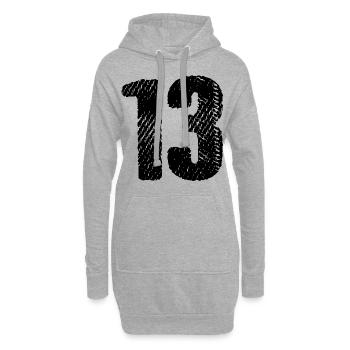 13 Zahl Trikot - Hoodie-Kleid - Grau meliert - Vorne