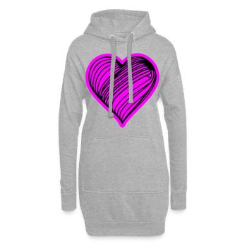 Symbole du cœur Amour - Sweat-shirt à capuche long Femme - gris chiné - Devant