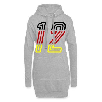 12 Symbole numérique Allemagne - Sweat-shirt à capuche long Femme - gris chiné - Devant