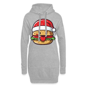 Burgers de Noël - Sweat-shirt à capuche long Femme - gris chiné - Devant