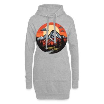 Montagnes, Paysage, Nature, Cercle - Sweat-shirt à capuche long Femme - gris chiné - Devant