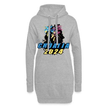 Croatie 2024 Vacances Palmiers Colorés - Sweat-shirt à capuche long Femme - gris chiné - Devant