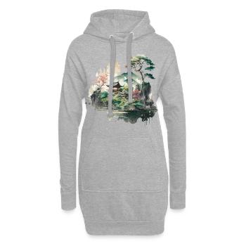 Japan Illustration - Hoodie-Kleid - Grau meliert - Vorne