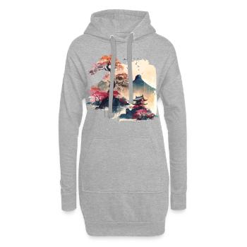 Japanische Kunst - Hoodie-Kleid - Grau meliert - Vorne