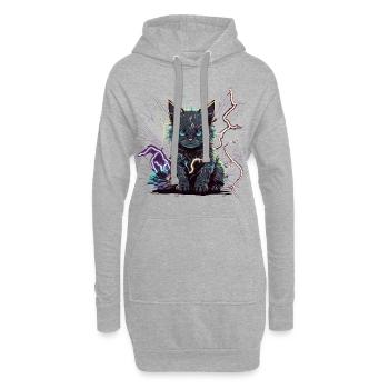 Beast Electric Cat - Sweat-shirt à capuche long Femme - gris chiné - Devant