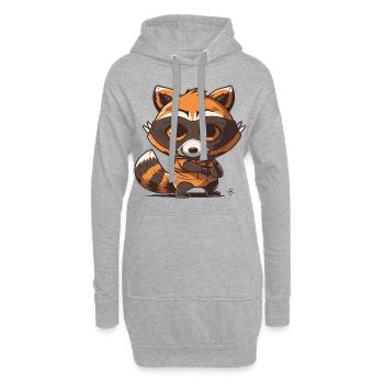 Whimsical Rascal : un raton laveur joueur avec un bandit - Sweat-shirt à capuche long Femme - gris chiné - Devant