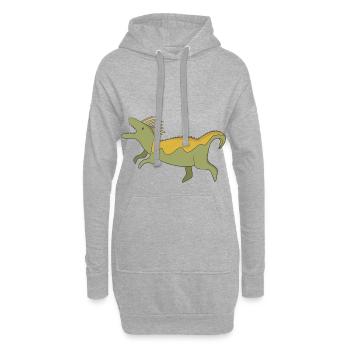 Dinosaures - Sweat-shirt à capuche long Femme - gris chiné - Devant