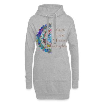 Hinfallen Aufstehen Krone richten Mandala Blume - Hoodie-Kleid - Grau meliert - Vorne