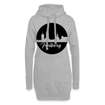 noir, skyline, cercle, papier découpé,Freiberg - Sweat-shirt à capuche long Femme - gris chiné - Devant