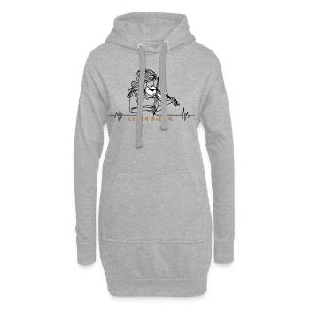 Saiten Poetin Frau mit Geige und Herzschlag - Hoodie-Kleid - Grau meliert - Vorne