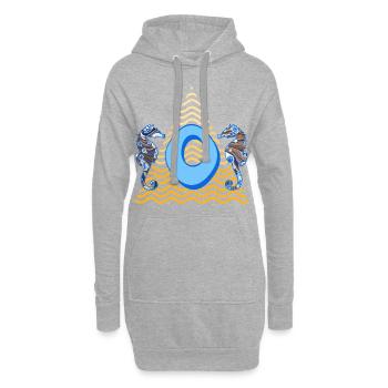 Hippocampe E 262 O - Sweat-shirt à capuche long Femme - gris chiné - Devant