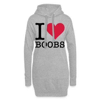 Ich liebe Titten - Hoodie-Kleid - Grau meliert - Vorne