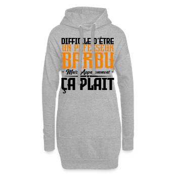 professeur barbu, citations barbe, cadeau Idée - Sweat-shirt à capuche long Femme - gris chiné - Devant