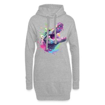 Alligator Krokodil Kaiman Reptil Raubtier Tier - Hoodie-Kleid - Grau meliert - Vorne