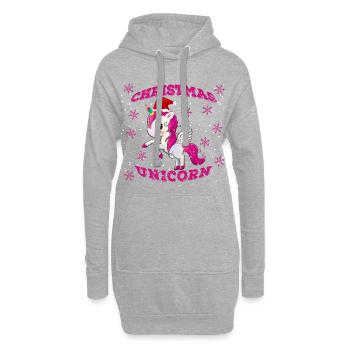 Licorne de Noël - Sweat-shirt à capuche long Femme - gris chiné - Devant