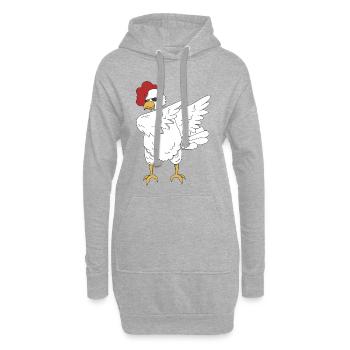 Huhn Hahn dabbing Tanz Geschenk Tier Bauernhof - Hoodie-Kleid - Grau meliert - Vorne