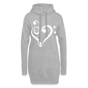 Clef Bass Cadeau Clef Musique Violon - Sweat-shirt à capuche long Femme - gris chiné - Devant