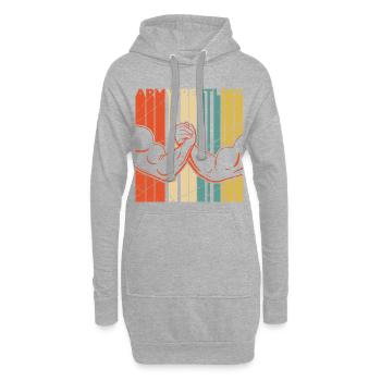 Bras lutte biceps musculaire cadeau fitness sport - Sweat-shirt à capuche long Femme - gris chiné - Devant