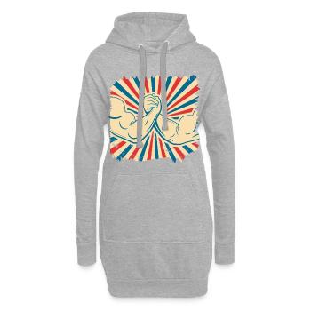 Bras lutte biceps musculaire cadeau fitness sport - Sweat-shirt à capuche long Femme - gris chiné - Devant