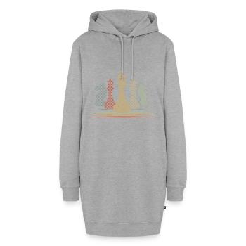 Schach - Hoodie-Kleid - Grau meliert - Vorne