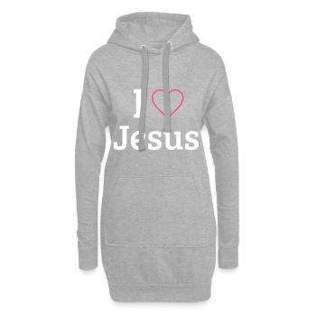 J'aime Jésus - Sweat-shirt à capuche long Femme - gris chiné - Devant