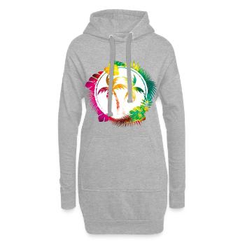 palm trees colorful beach - Hoodie Dress - heather grey - Front