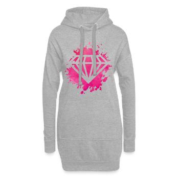rose diamant - Sweat-shirt à capuche long Femme - gris chiné - Devant