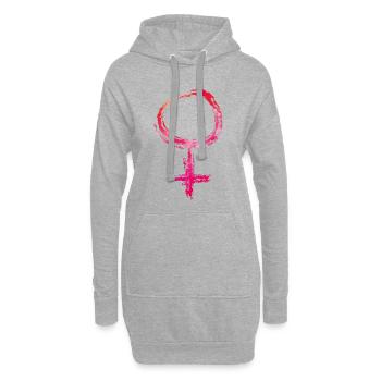 Girl Weiblich Symbol Bunt - Hoodie-Kleid - Grau meliert - Vorne