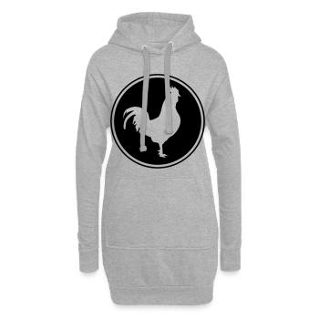 cercle silhouette coq - Sweat-shirt à capuche long Femme - gris chiné - Devant