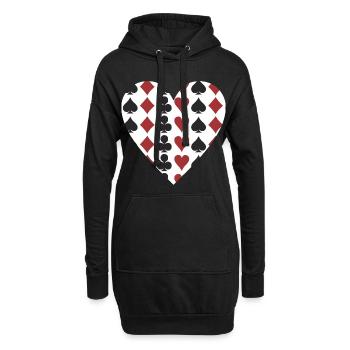 Jeu de cartes Poker Heart - Sweat-shirt à capuche long Femme - noir - Devant