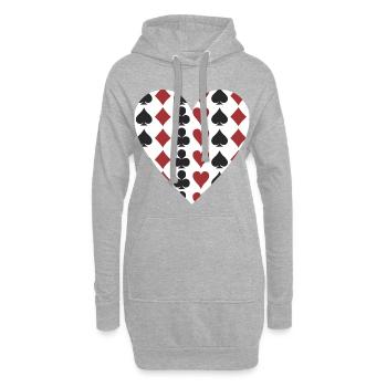 Jeu de cartes Poker Heart - Sweat-shirt à capuche long Femme - gris chiné - Devant