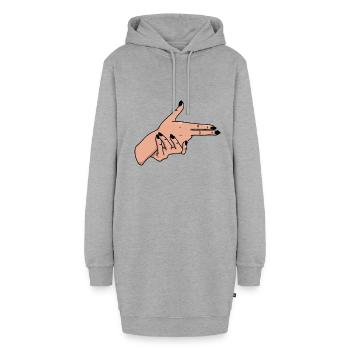 Hand Pistole Handzeichen Geste - Hoodie-Kleid - Grau meliert - Vorne