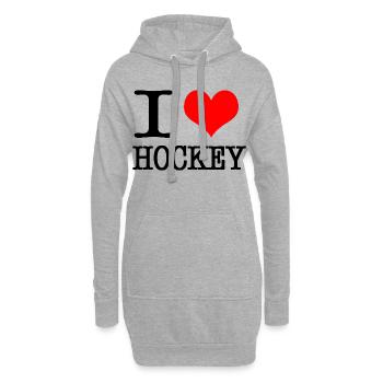 Ich liebe Hockey - schwarz - Hoodie-Kleid - Grau meliert - Vorne