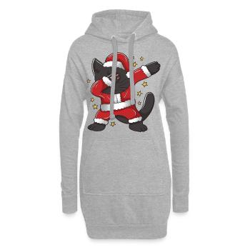Dabbing Santa Cat Dab Black Cat Design pour - Sweat-shirt à capuche long Femme - gris chiné - Devant
