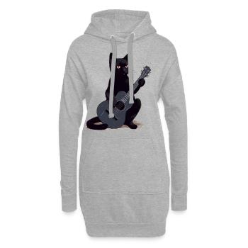 Musiker Schwarze Katze Gitarrist Bombay Katzen - Hoodie-Kleid - Grau meliert - Vorne