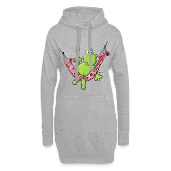 Frosch im Urlaub - Hoodie-Kleid - Grau meliert - Vorne