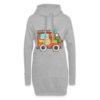 Lustige Kinder Feuerwehr I Feuerwehrauto - Hoodie-Kleid - Grau meliert - Vorne