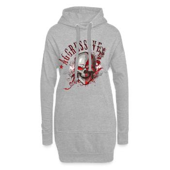 Totenkopf Skull - Hoodie-Kleid - Grau meliert - Vorne