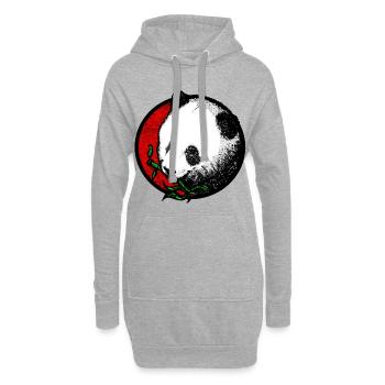 Tête de panda (bambou / couleur) - Sweat-shirt à capuche long Femme - gris chiné - Devant
