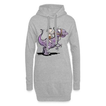 Dinoreiter I Dinosaurier Reiter I Dino - Hoodie-Kleid - Grau meliert - Vorne