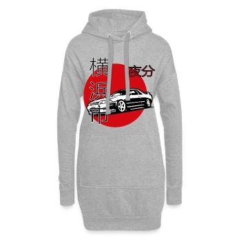 Yokohama Nights, design de voiture japonaise - Sweat-shirt à capuche long Femme - gris chiné - Devant
