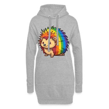 Conception de hérisson aux couleurs du drapeau arc-en-ciel | Orgueil - Sweat-shirt à capuche long Femme - gris chiné - Devant