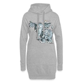 Maman éléphant et bébé éléphant - Sweat-shirt à capuche long Femme - gris chiné - Devant