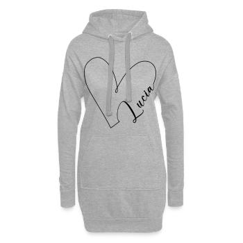 Lucia Name Herzlinie - Hoodie-Kleid - Grau meliert - Vorne