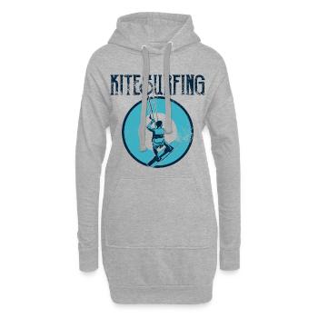 Kitesurfeurs - Sweat-shirt à capuche long Femme - gris chiné - Devant