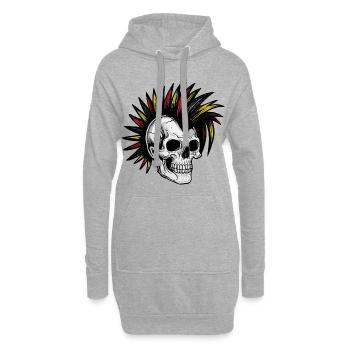 Irokese Deutschland Punker Fussballfan Skull - Hoodie-Kleid - Grau meliert - Vorne