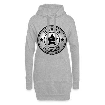 Hurra 1. Klasse - Stern  Emblem - silbern schwarz  - Hoodie-Kleid - Grau meliert - Vorne